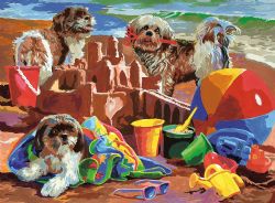 PEINTURE À NUMÉROS JUNIOR LARGE - CHIOTS À LA PLAGE